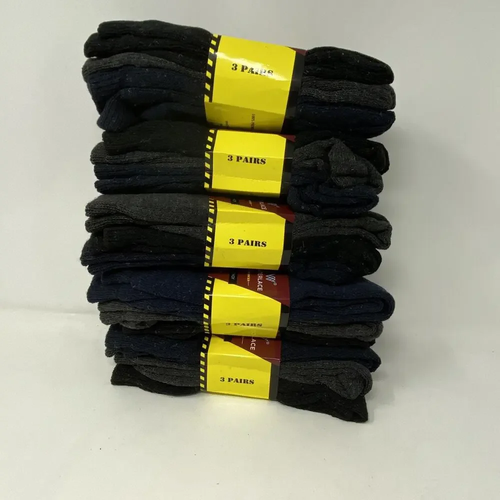 Winterlace Thermal Boot Socks 3 Pair Black Blue Gray Shoe Size 10-13 5 5 Pack